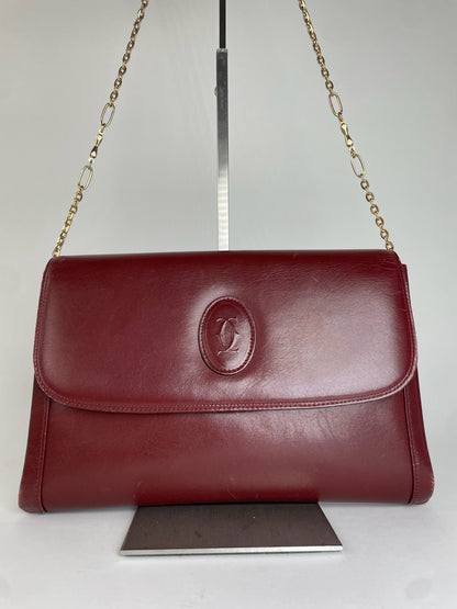 Vintage Cartier Leather Clutch Bag Burgundy