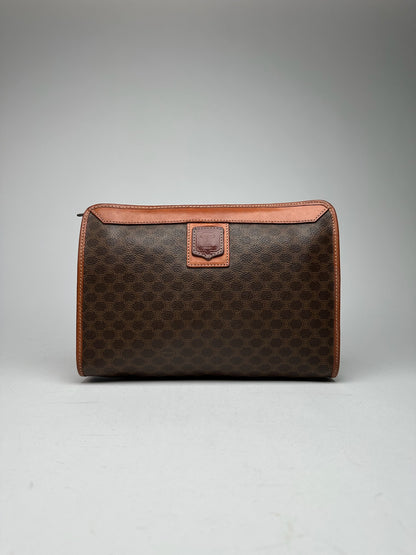 Vintage Celine Paris Leather monogram clutch Triomphe brown