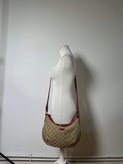 Vintage Gucci GG Supreme Shoulder Bag Beige Red