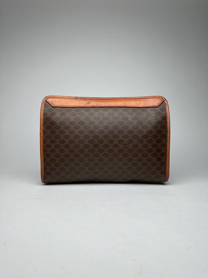 Vintage Celine Paris Leather monogram clutch Triomphe brown