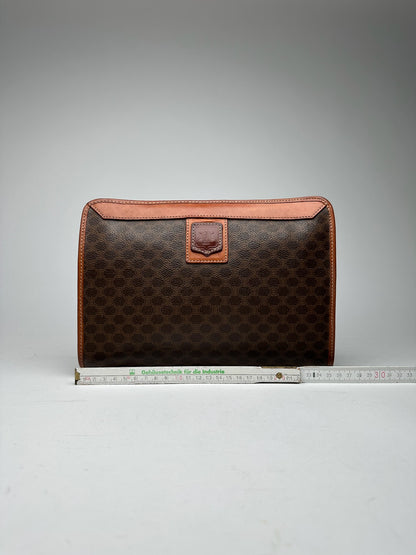 Vintage Celine Paris Leather monogram clutch Triomphe brown