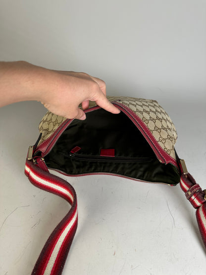Vintage Gucci GG Supreme Shoulder Bag Beige Red