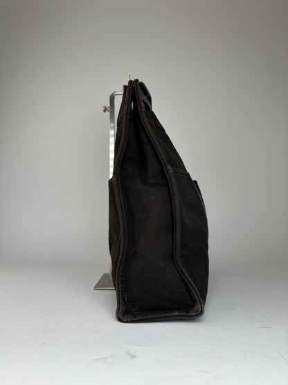 Vintage Hermes Fourre Tout Canvas Tote Bag Black Grey