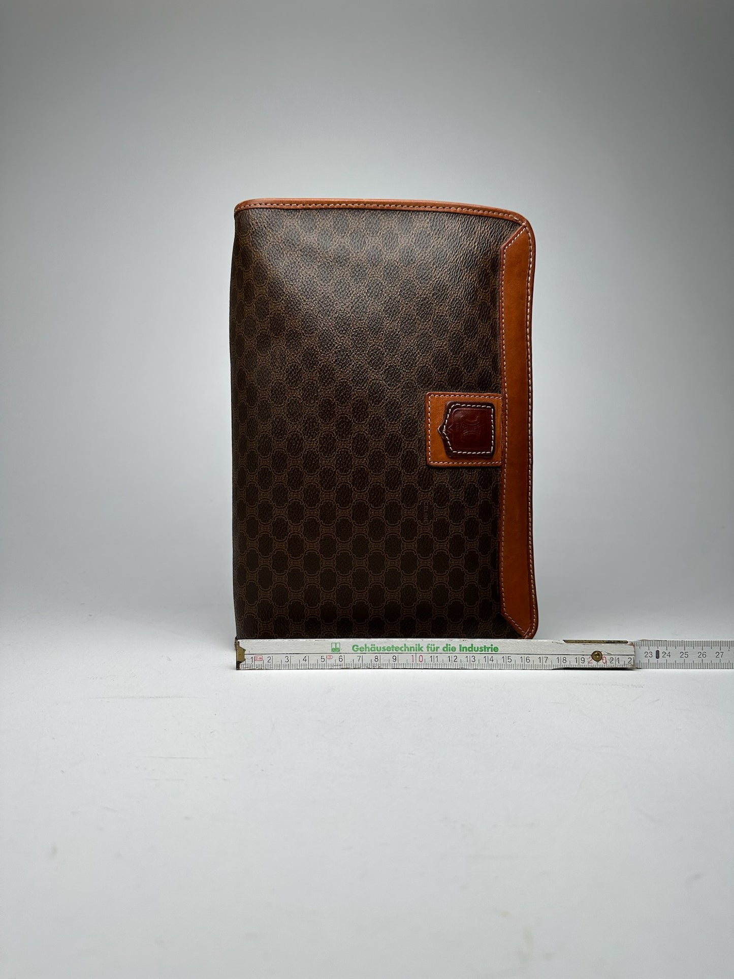 Vintage Celine Paris Leather monogram clutch Triomphe brown