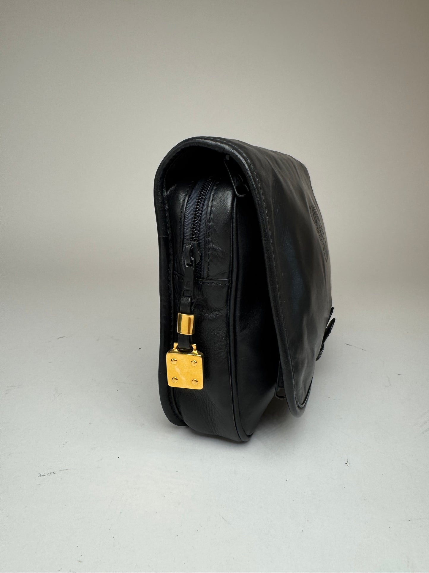 Vintage Loewe Madrid Anagram Leather Clutch Black