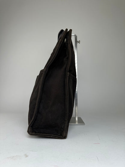 Vintage Hermes Fourre Tout Canvas Tote Bag Black Grey