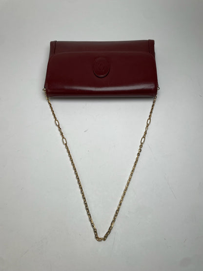 Vintage Cartier Leather Clutch Bag Burgundy