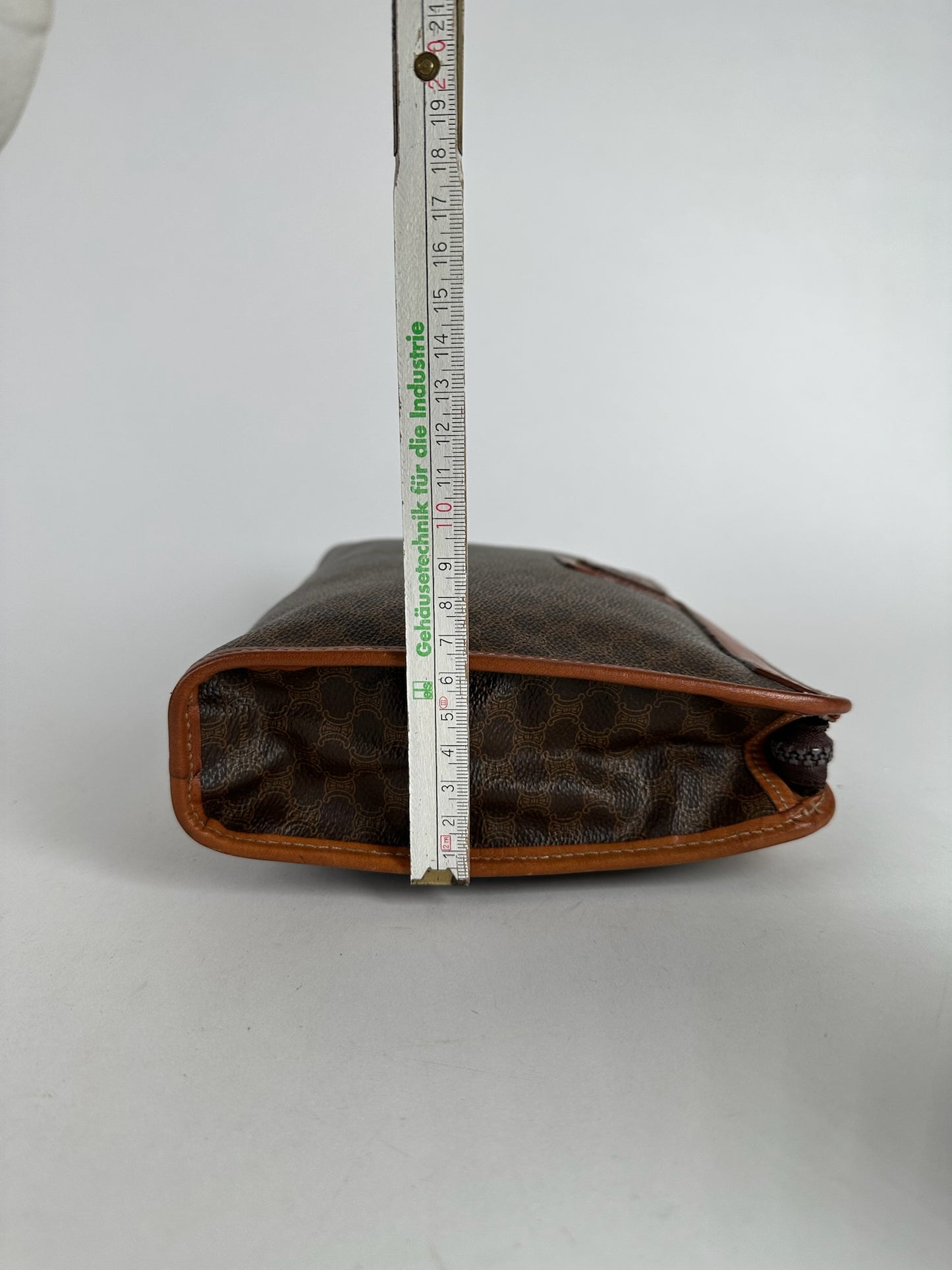 Vintage Celine Paris Leather monogram clutch Triomphe brown