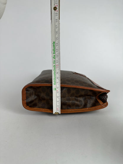 Vintage Celine Paris Leather monogram clutch Triomphe brown