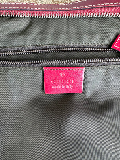 Vintage Gucci GG Supreme Shoulder Bag Beige Red
