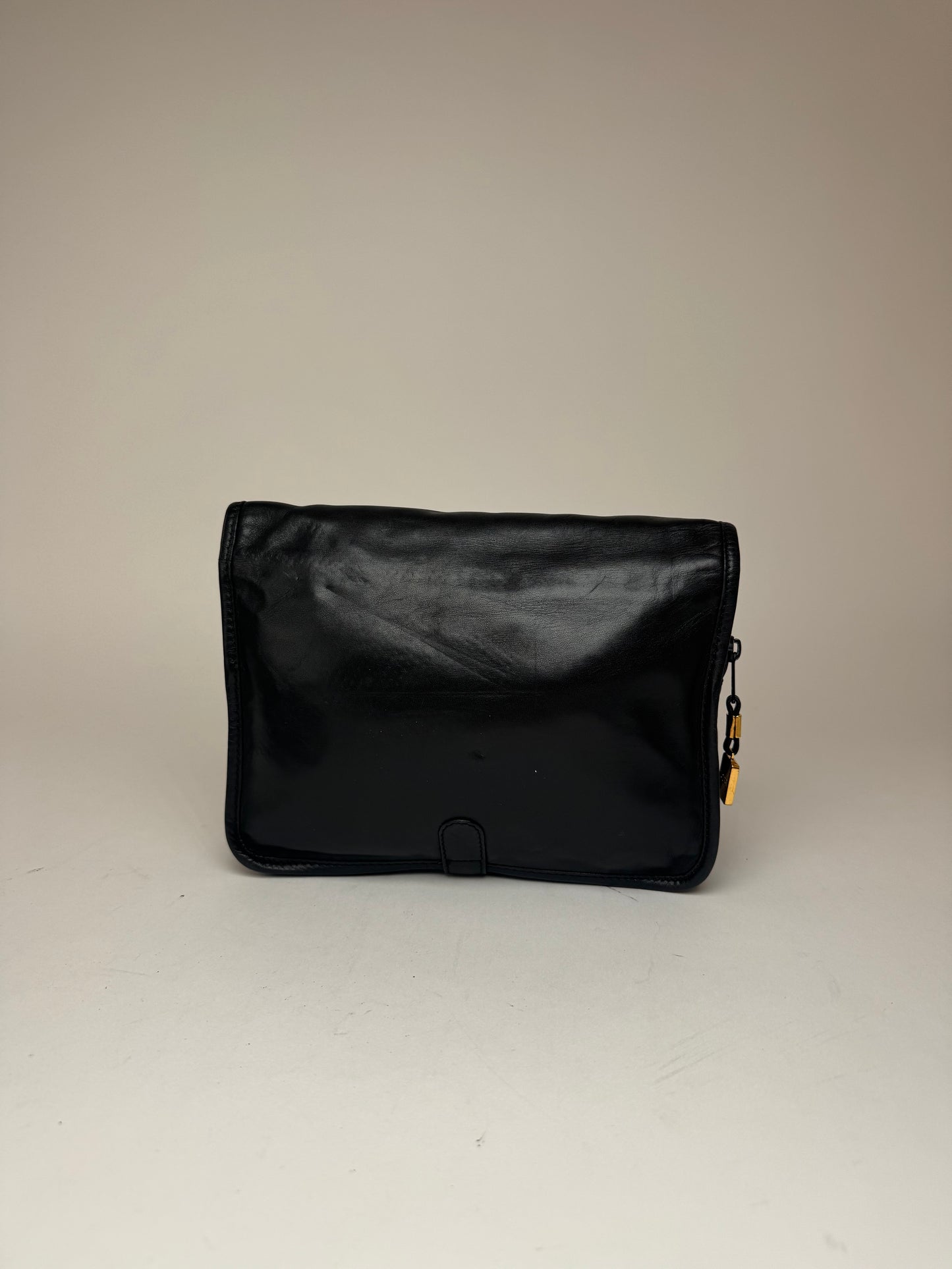Vintage Loewe Madrid Anagram Leather Clutch Black