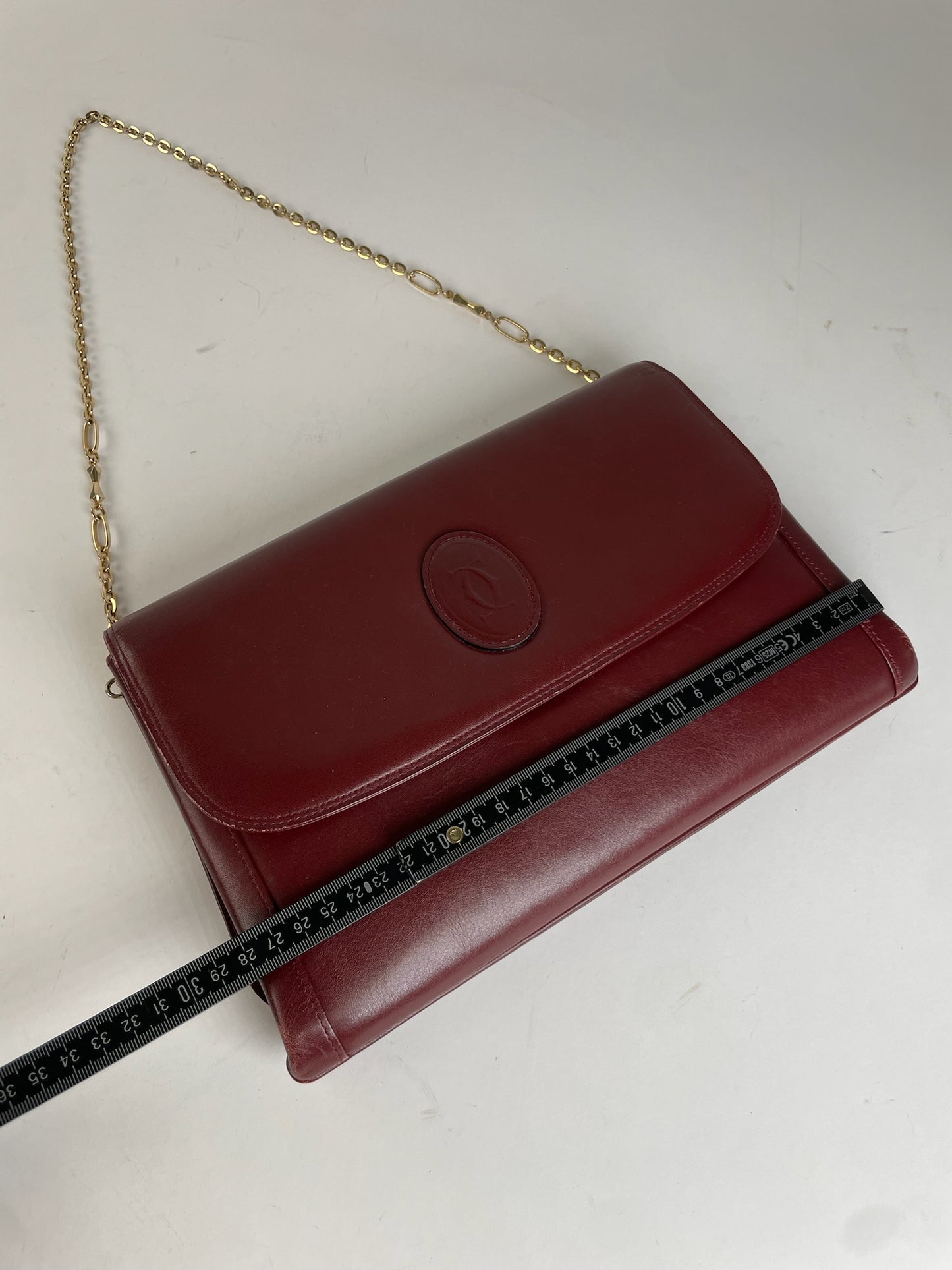 Vintage Cartier Leather Clutch Bag Burgundy