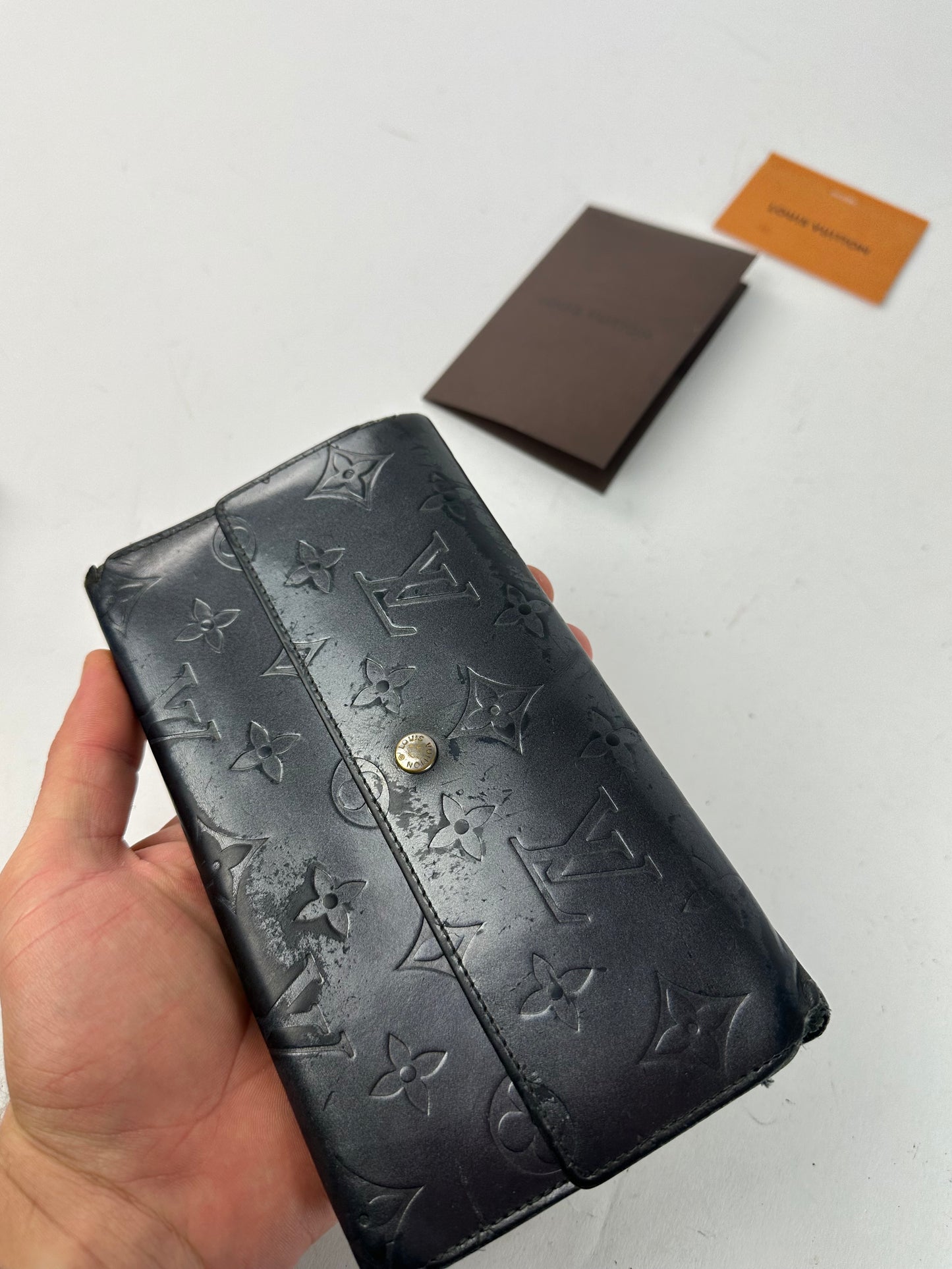 Vintage Louis Vuitton Vernis Leather Long Wallet Black
