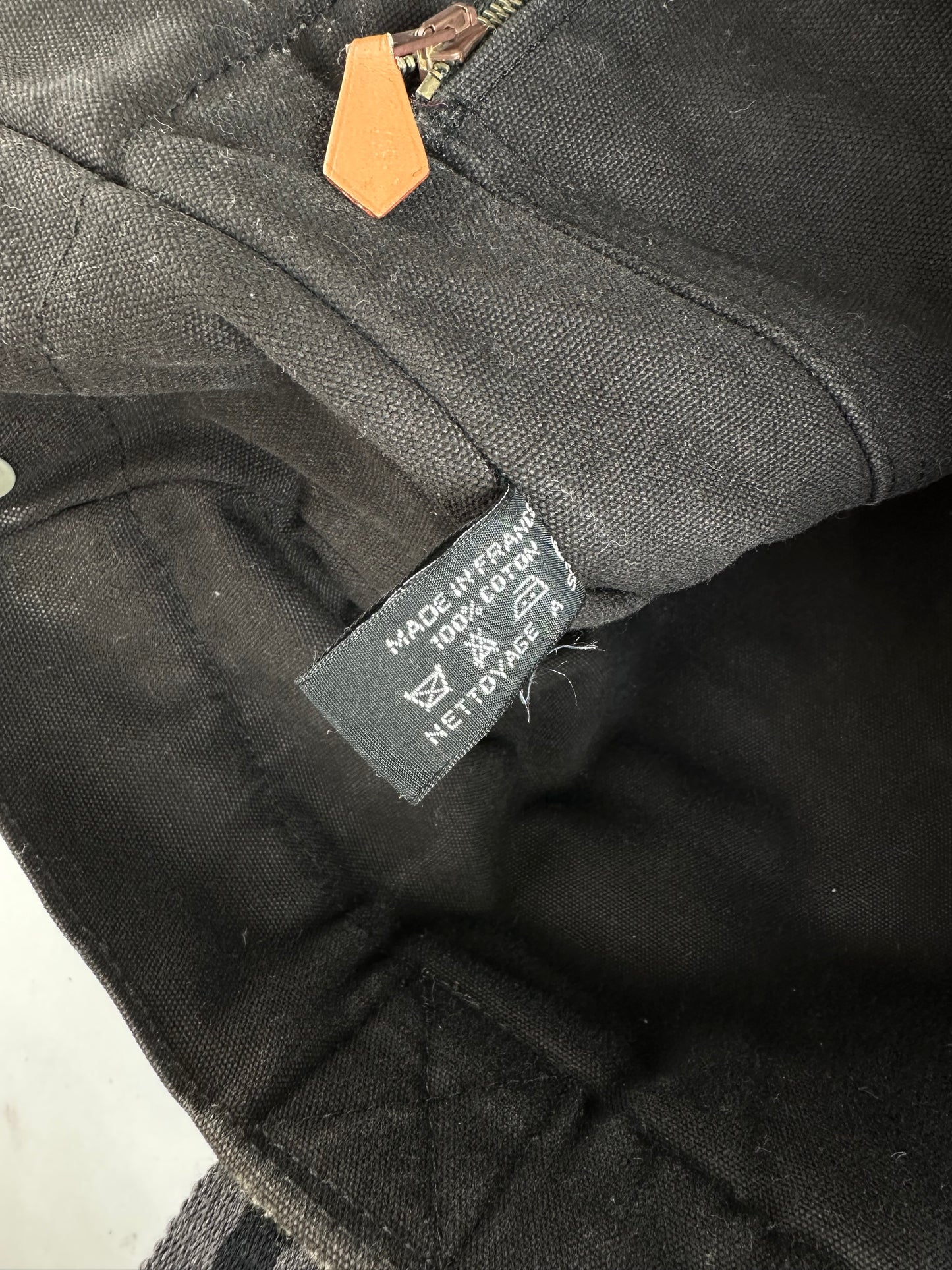 Vintage Hermes Fourre Tout Canvas Tote Bag Black Grey
