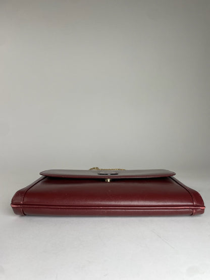 Vintage Cartier Leather Clutch Bag Burgundy