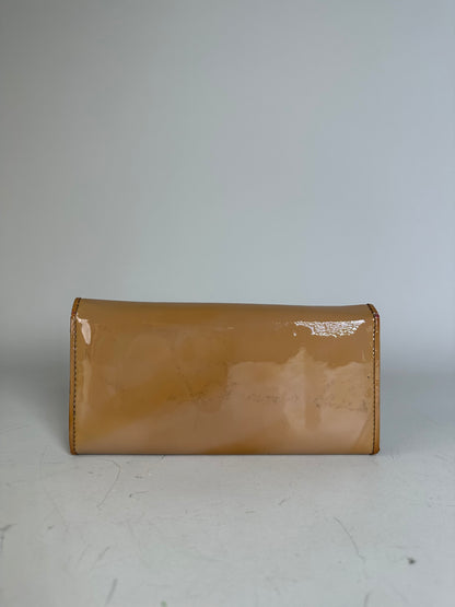 Vintage Chloe Patent Leather Wallet Beige Silver