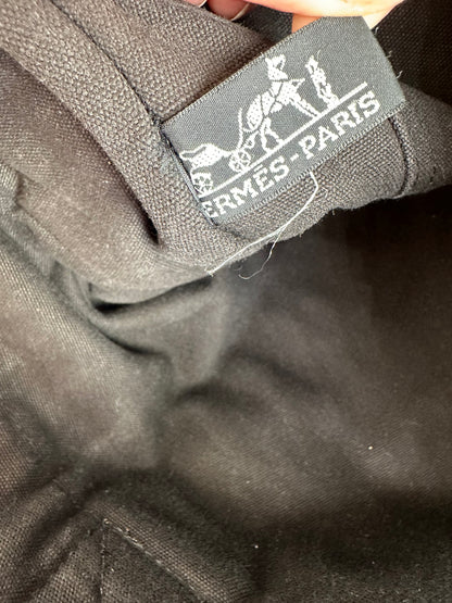Vintage Hermes Fourre Tout Canvas Tote Bag Black Grey