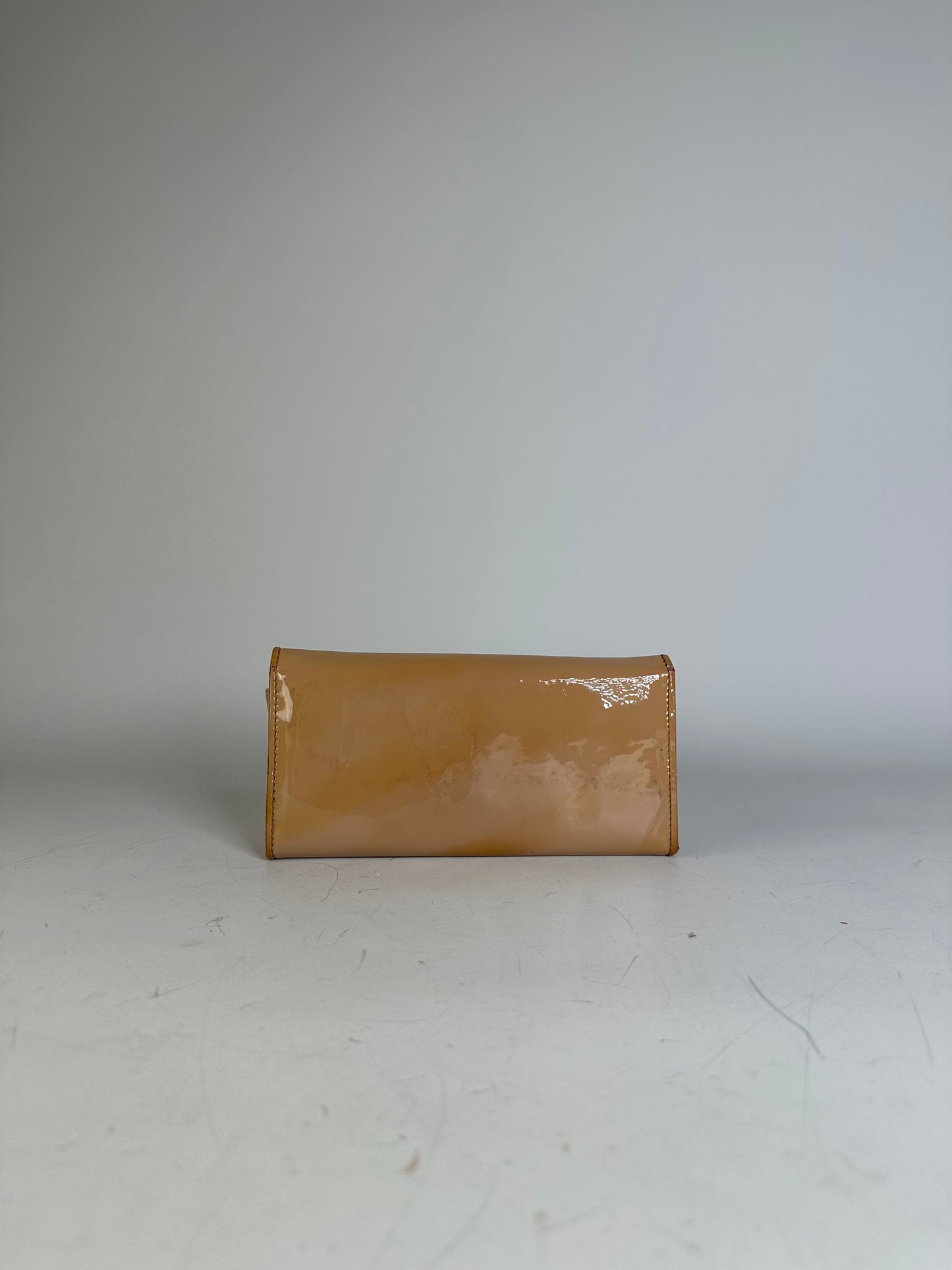 Vintage Chloe Patent Leather Wallet Beige Silver