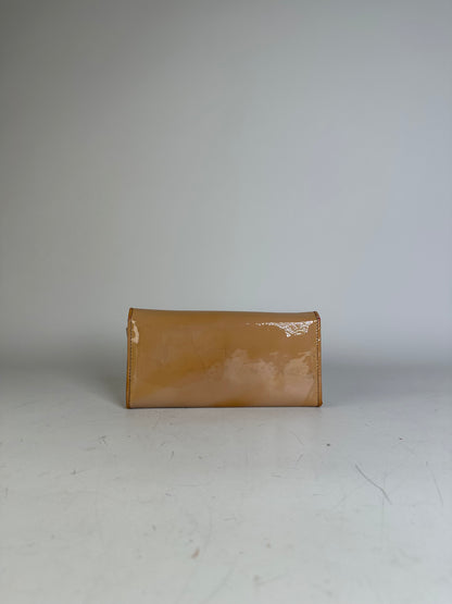 Vintage Chloe Patent Leather Wallet Beige Silver