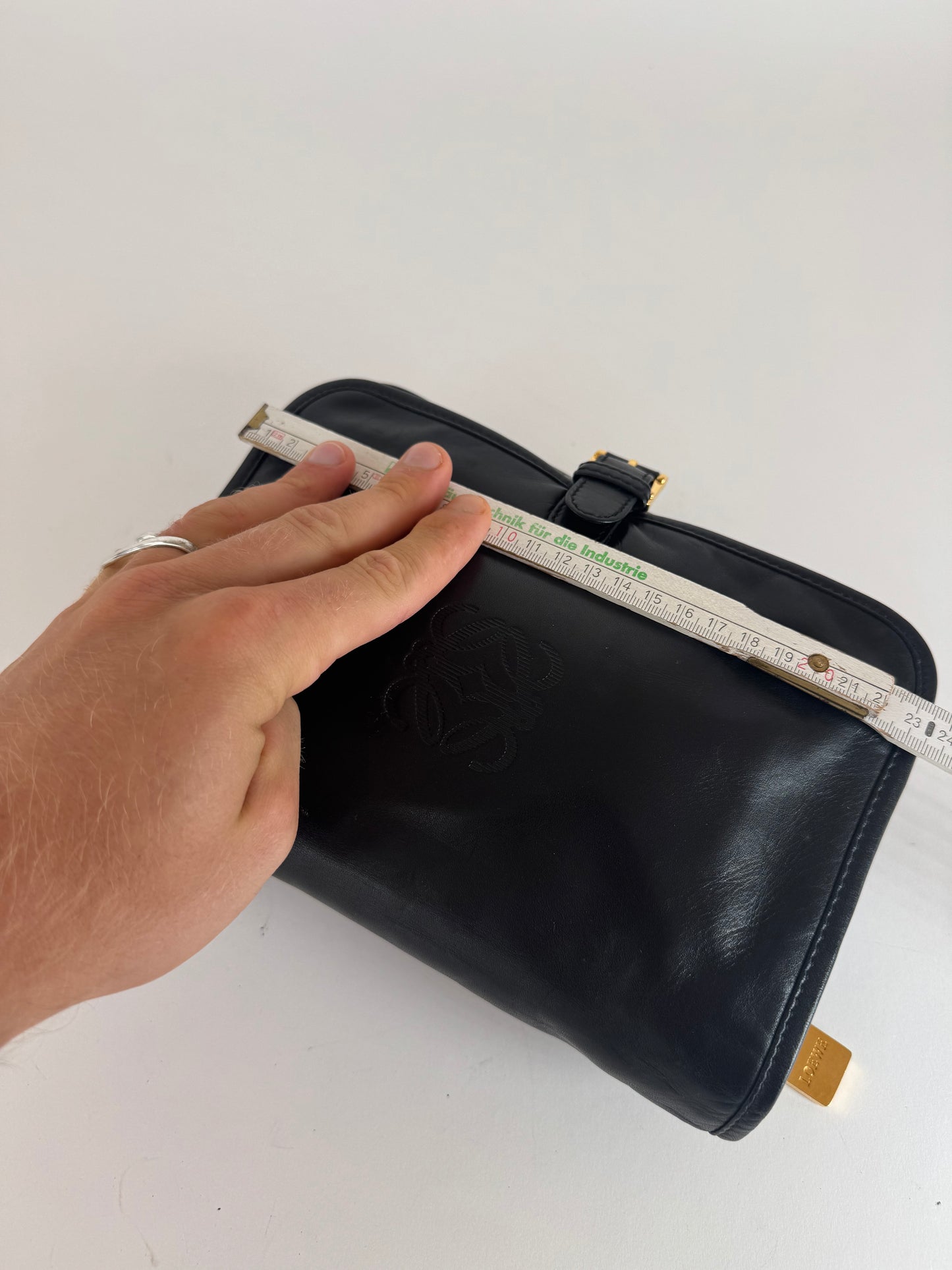 Vintage Loewe Madrid Anagram Leather Clutch Black