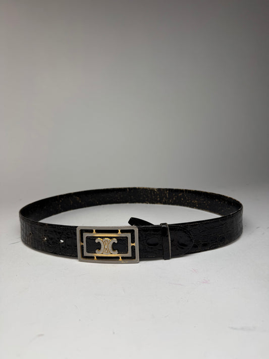 Vintage Celine Paris Crocodile Leather belt brown