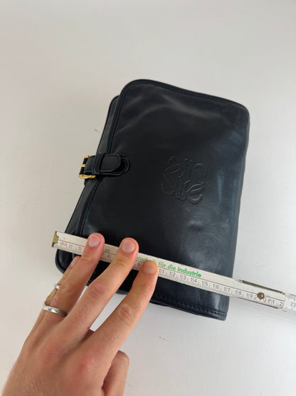 Vintage Loewe Madrid Anagram Leather Clutch Black