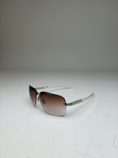 Vintage Prada Metal Frame Sunglasses Brown Gradient Silver
