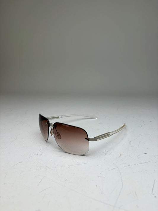 Vintage Prada Metal Frame Sunglasses Brown Gradient Silver