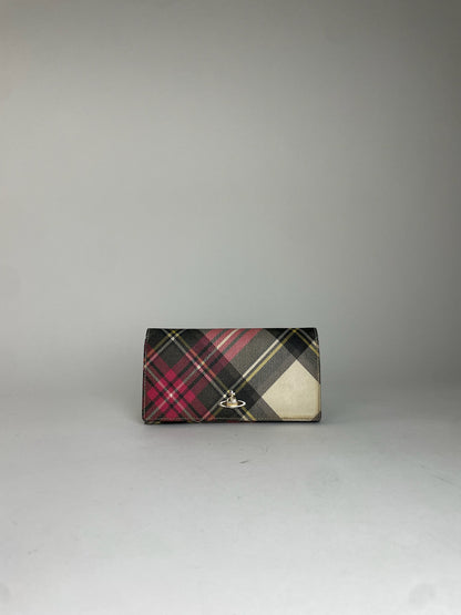 Vivienne Westwood Classic Plaid Fabric Wallet Multi-color Gold