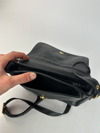 Vintage Courreges Leather Shoulder Bag Black
