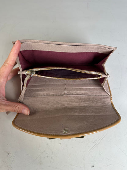 Vintage Chloe Patent Leather Wallet Beige Silver