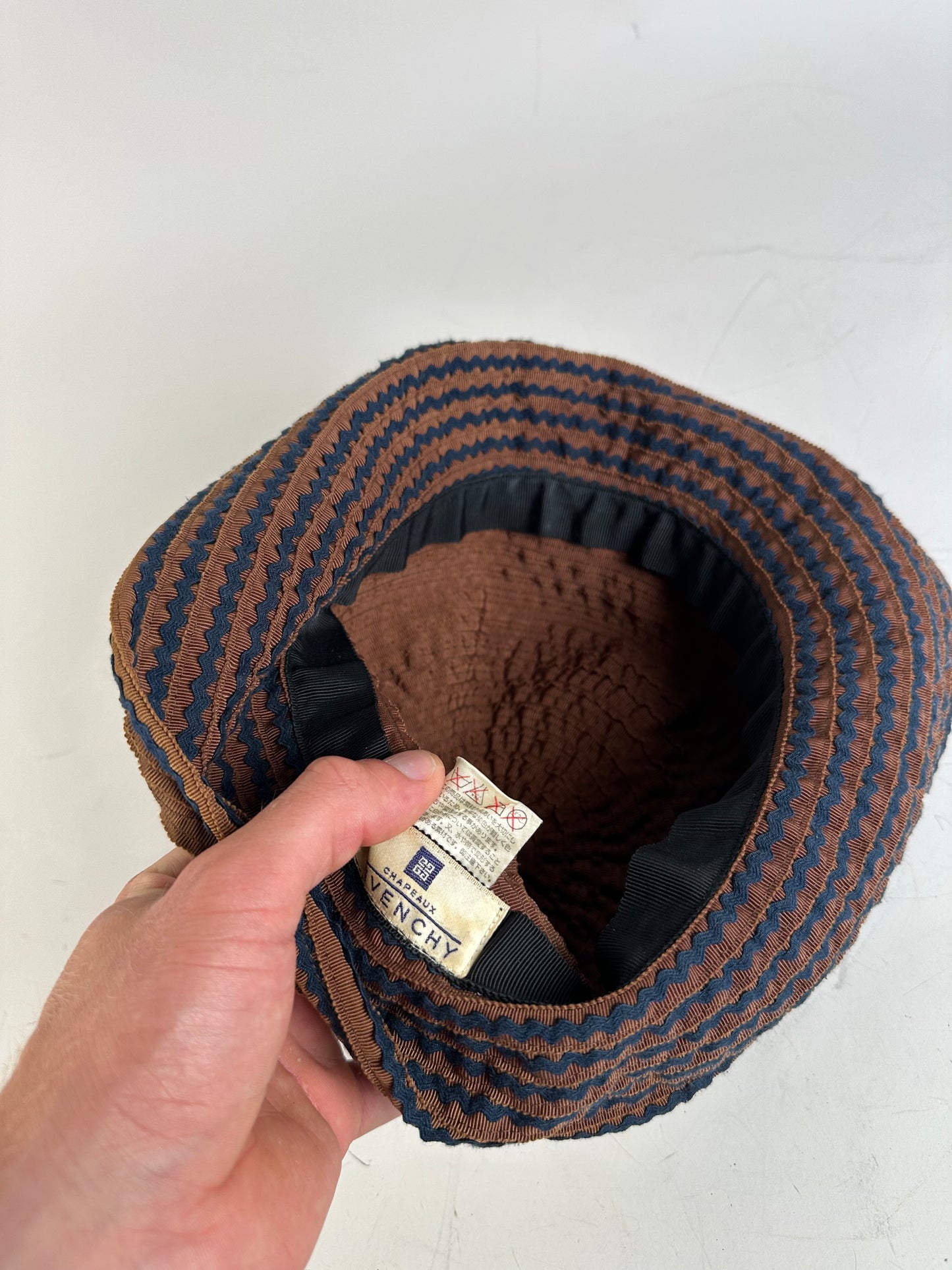 Vintage Givenchy Woven Bucket Hat Rust Navy