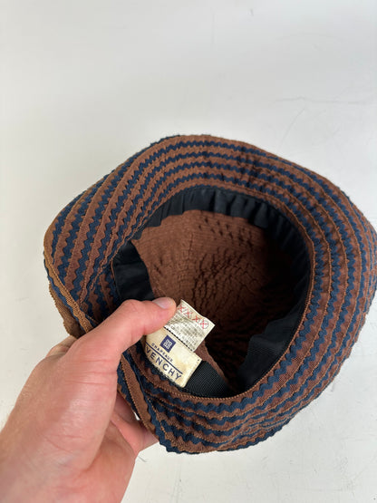 Vintage Givenchy Woven Bucket Hat Rust Navy