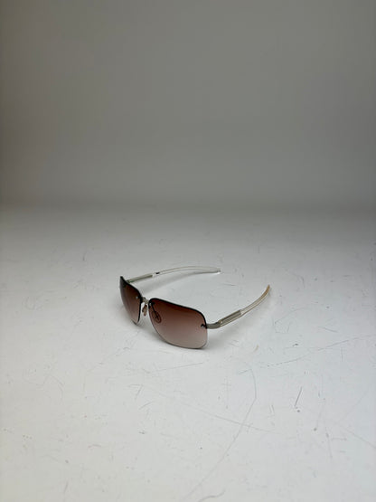 Vintage Prada Metal Frame Sunglasses Brown Gradient Silver