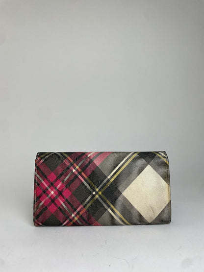 Vivienne Westwood Classic Plaid Fabric Wallet Multi-color Gold