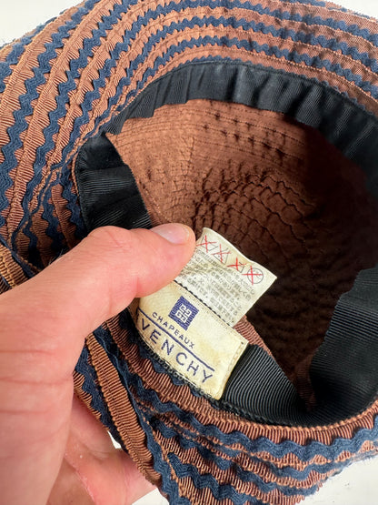 Vintage Givenchy Woven Bucket Hat Rust Navy