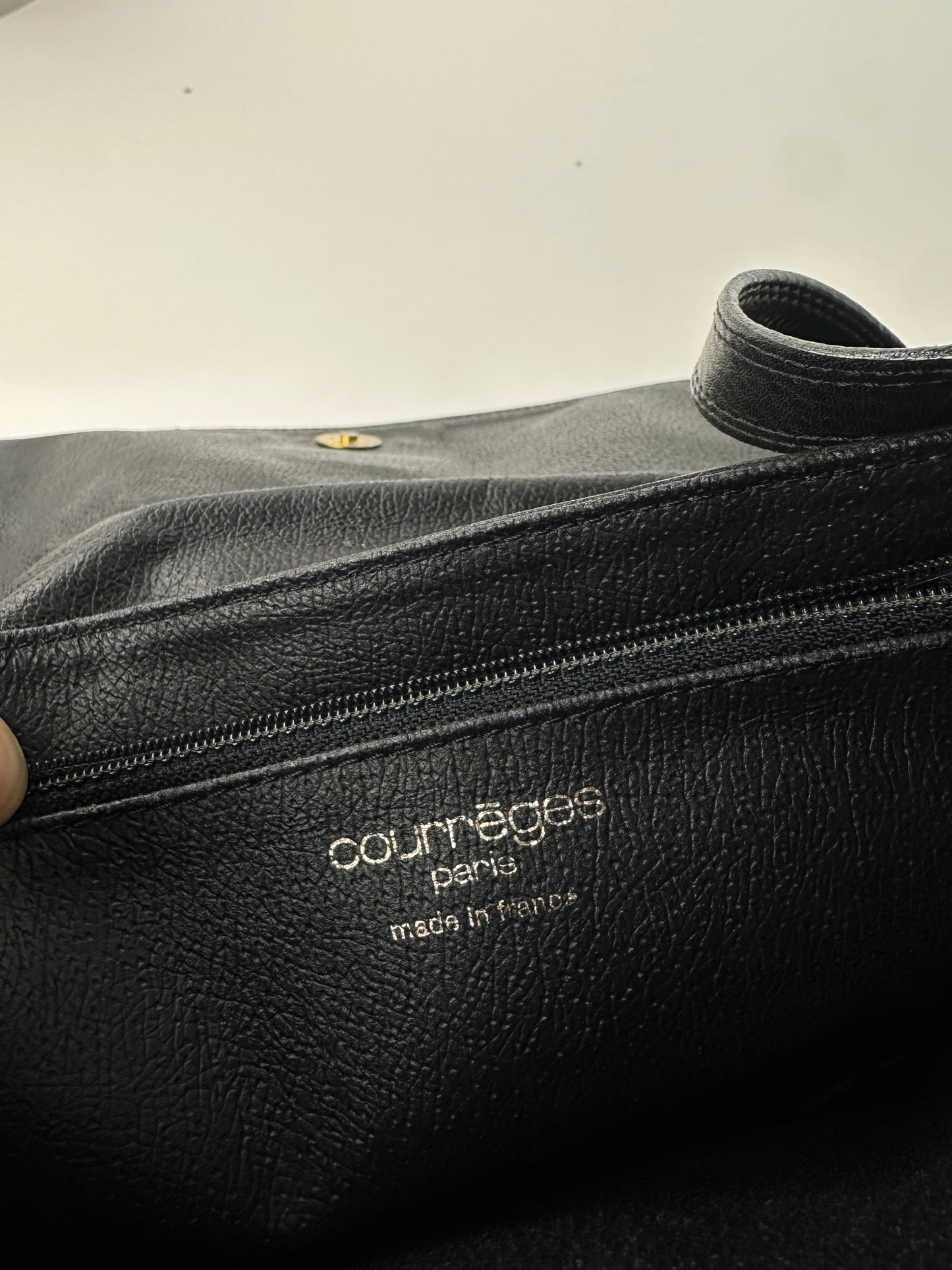 Vintage Courreges Leather Shoulder Bag Black
