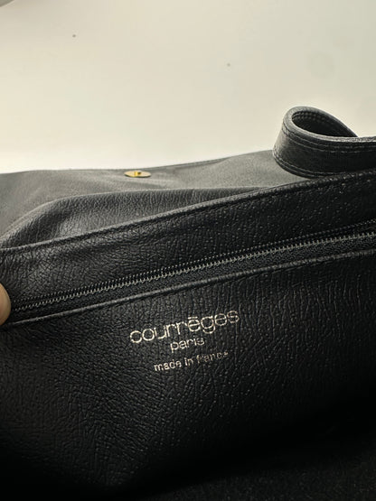 Vintage Courreges Leather Shoulder Bag Black