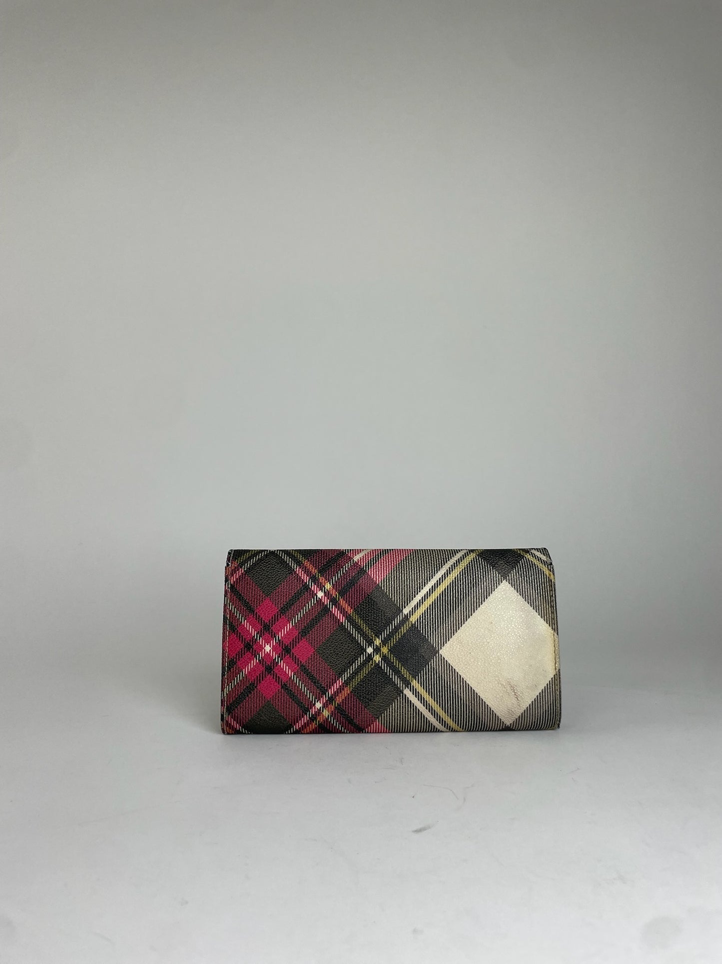 Vivienne Westwood Classic Plaid Fabric Wallet Multi-color Gold