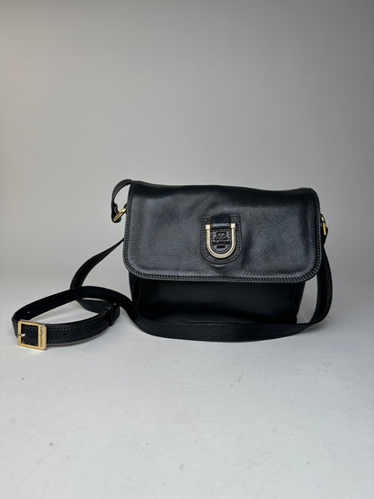 Vintage Courreges Leather Shoulder Bag Black
