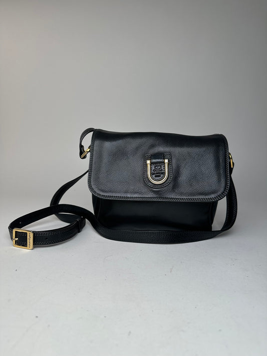 Vintage Courreges Leather Shoulder Bag Black
