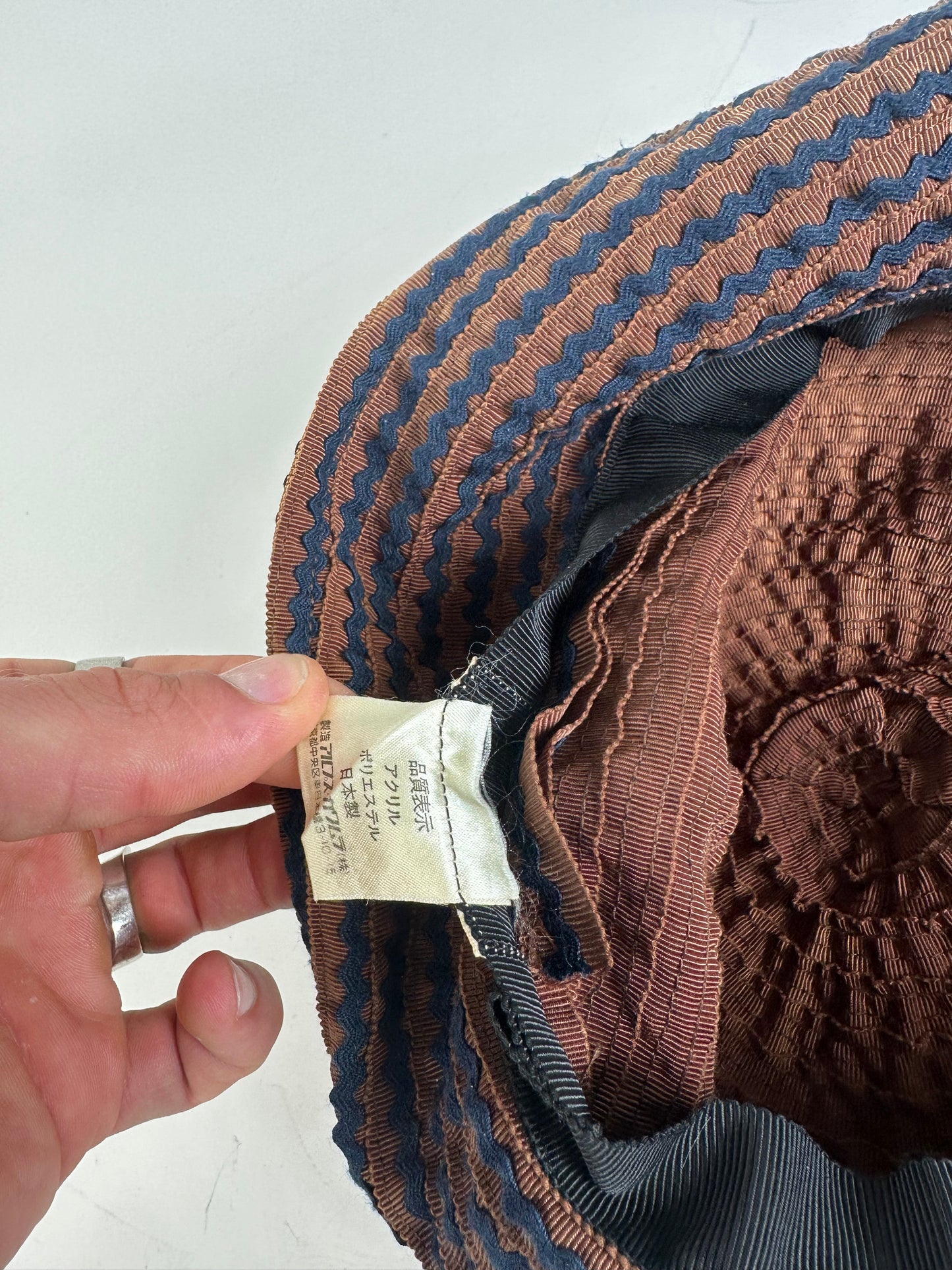 Vintage Givenchy Woven Bucket Hat Rust Navy