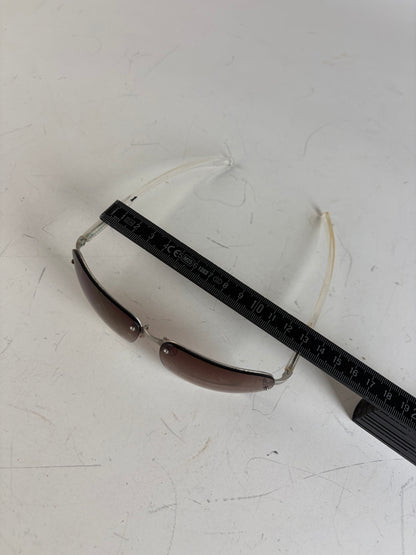 Vintage Prada Metal Frame Sunglasses Brown Gradient Silver