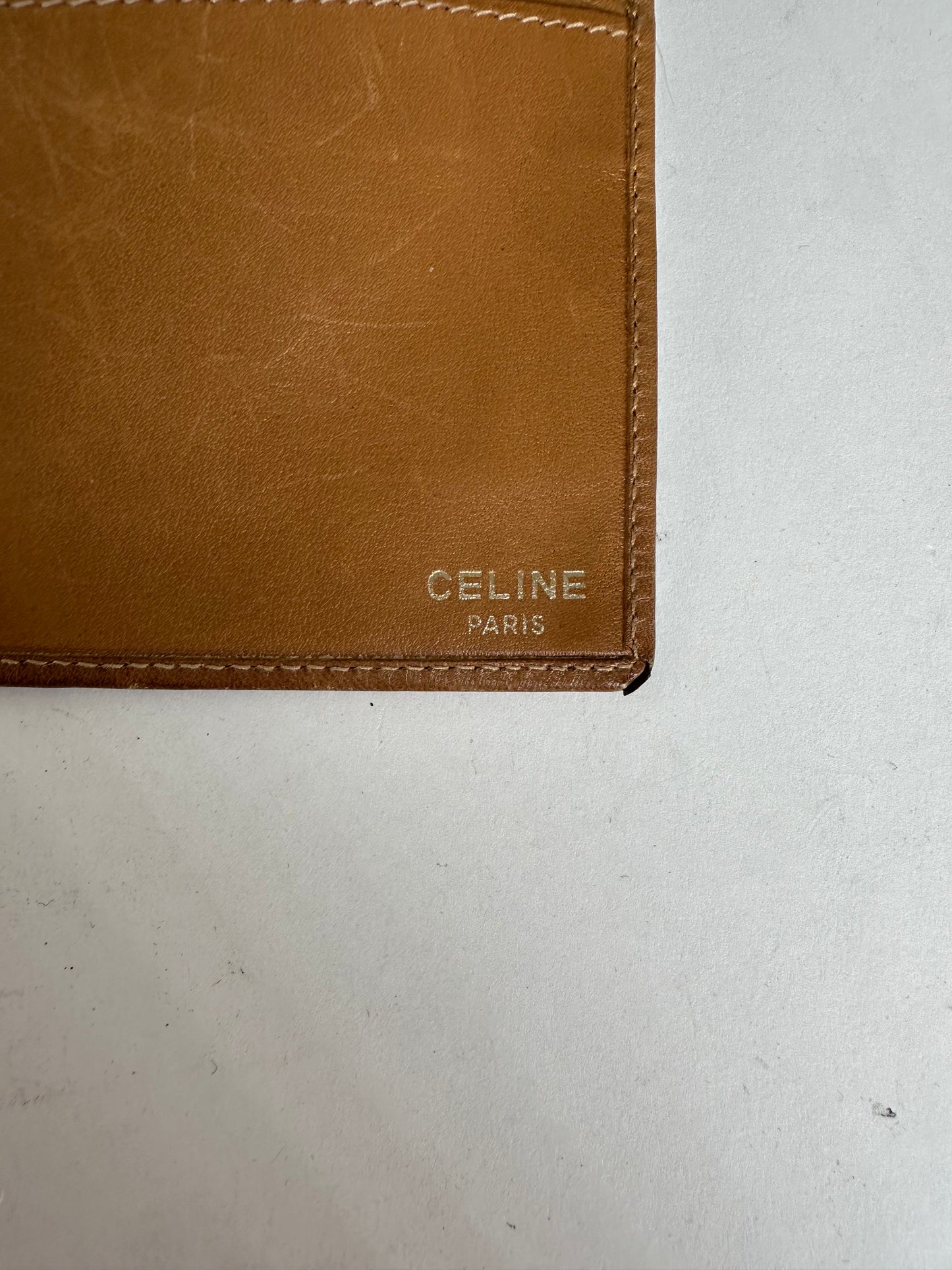 Vintage Celine Paris Macadam Triomphe Monogram Coated Canvas Long Wallet Brown