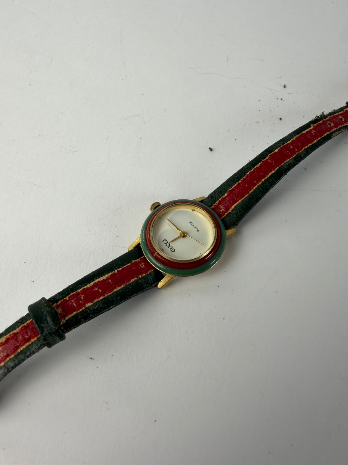 Vintage Gucci Quartz Watch Green-Red Stripe Late 1980s