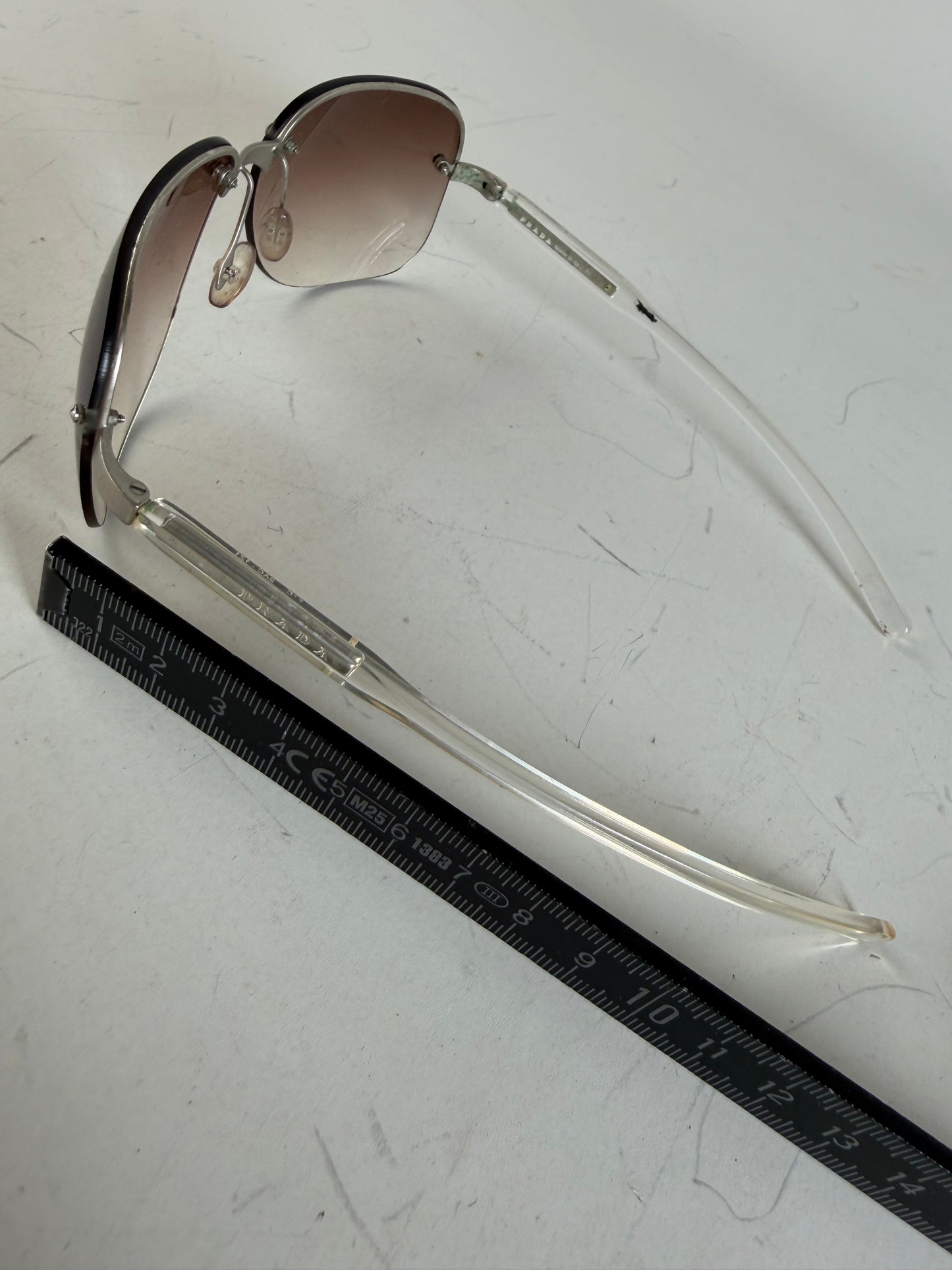 Vintage Prada Metal Frame Sunglasses Brown Gradient Silver