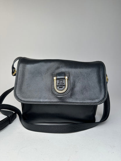 Vintage Courreges Leather Shoulder Bag Black