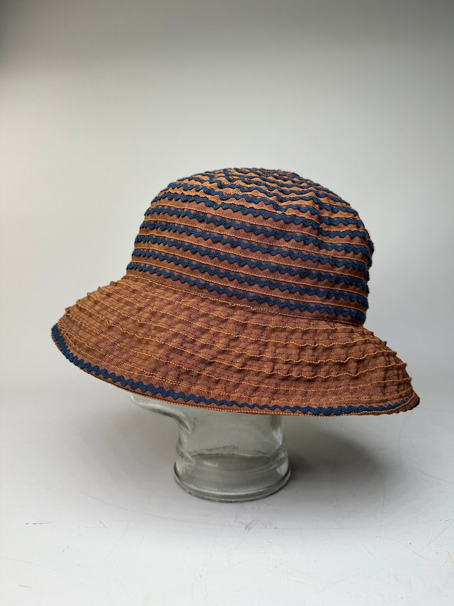 Vintage Givenchy Woven Bucket Hat Rust Navy