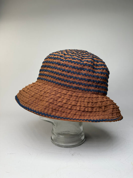 Vintage Givenchy Woven Bucket Hat Rust Navy