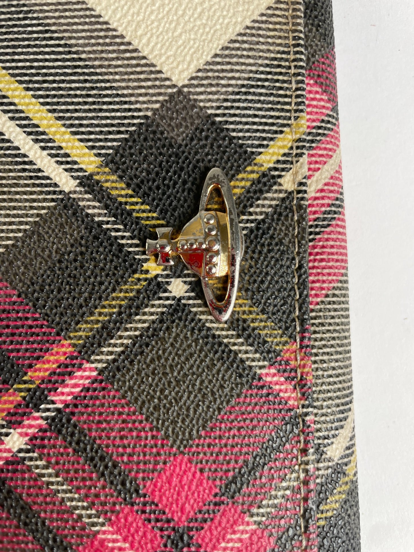 Vivienne Westwood Classic Plaid Fabric Wallet Multi-color Gold